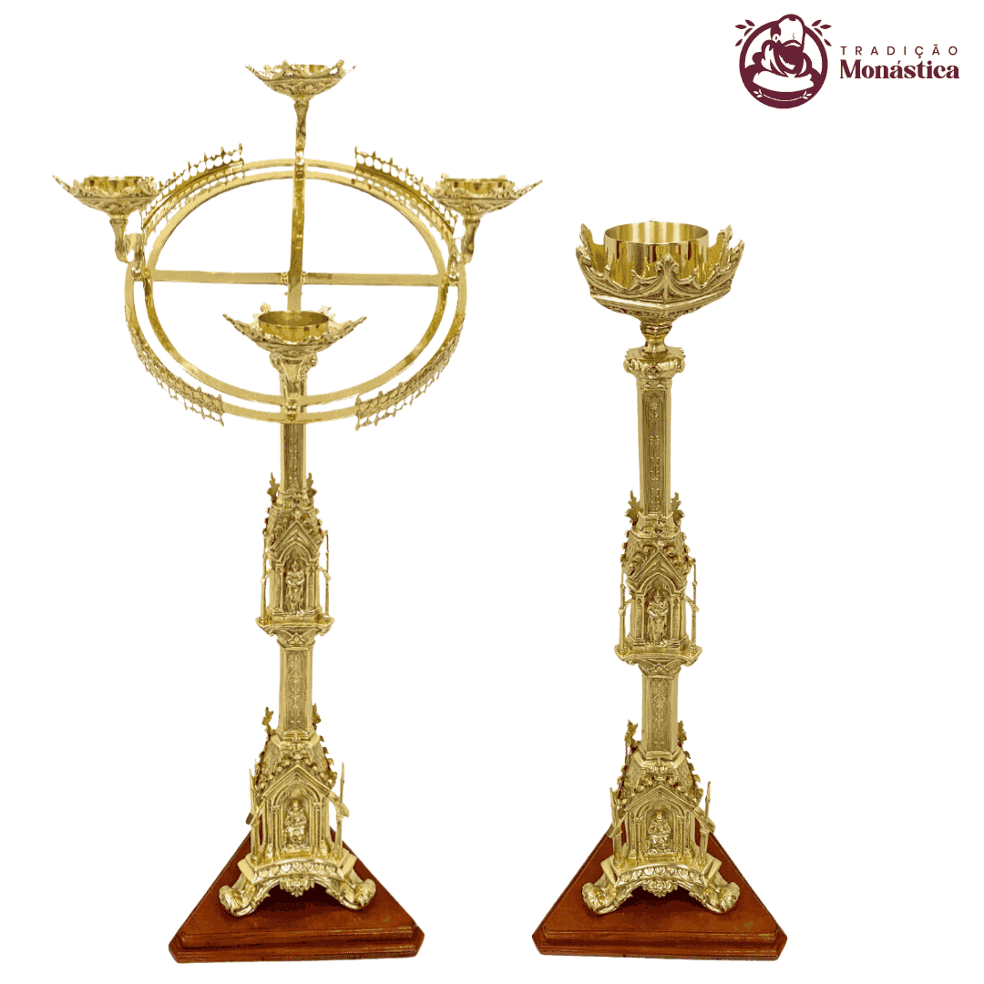 Castiçal para Coroa do Advento e Círio - 2 Em 1 - Gótica Castiçal para Coroa do Advento e Círio - 2 Em 1 - Gótica